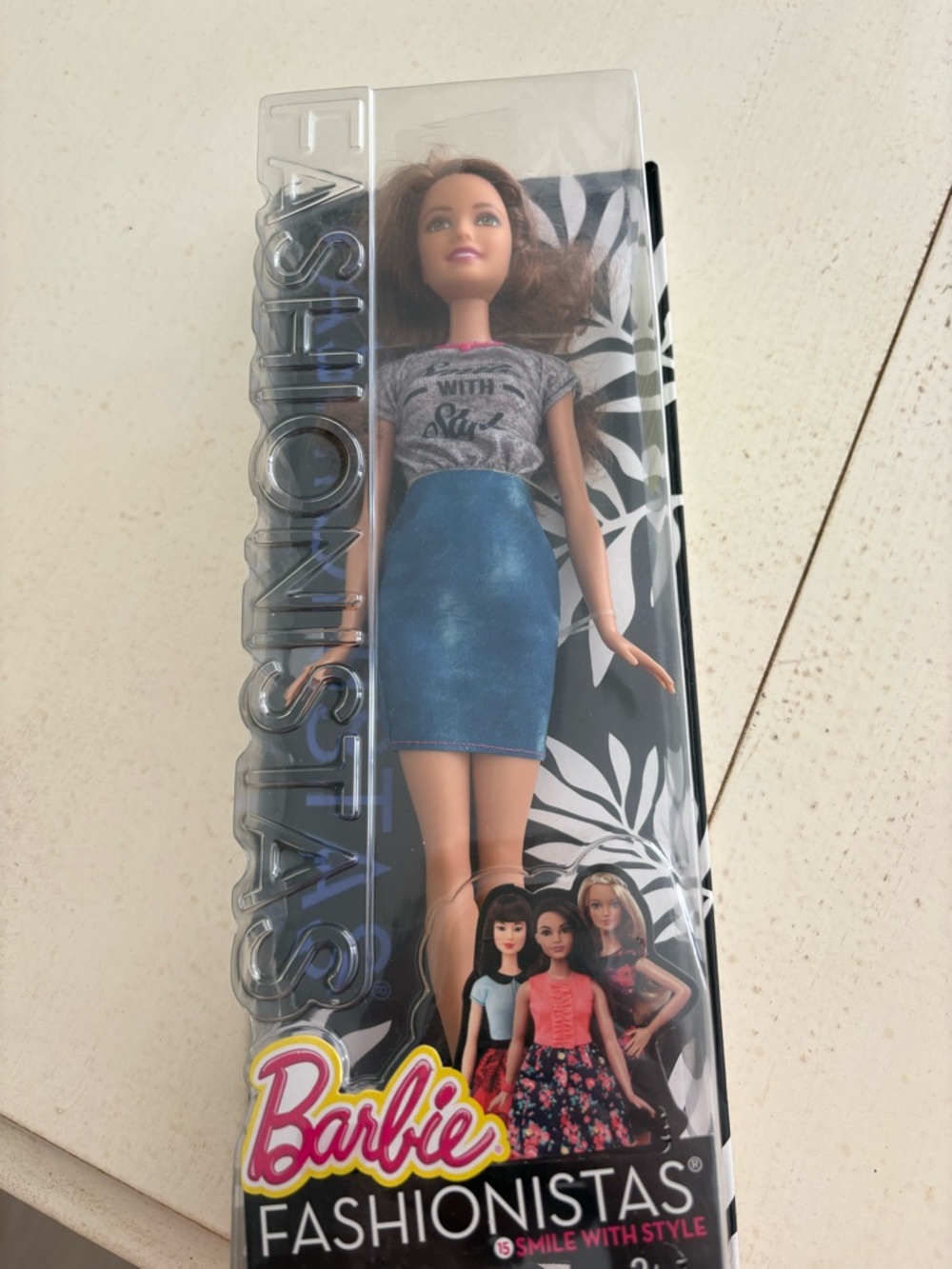 Barbie Fashionistas Doll in Gray Graphic Tee & Blue Denim Skirt